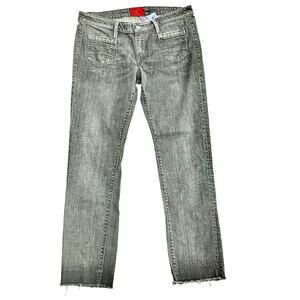 Levi’s Jeans‎ Sz 12M Skinny Faded Black Raw Hem Distressed Y2K Mid Rise Casual